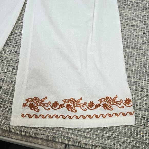 Modamalfi Wide Leg Palazzo Pants Womens Elastic Waist Band Embroidered Boho NEW - Picture 8 of 15